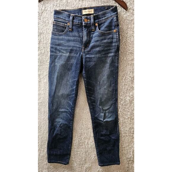 Madewell Slim Straight Jeans Medium Blue Wash Denim 23 X 27 XXS Mid-Rise Stretch - Picture 1 of 4